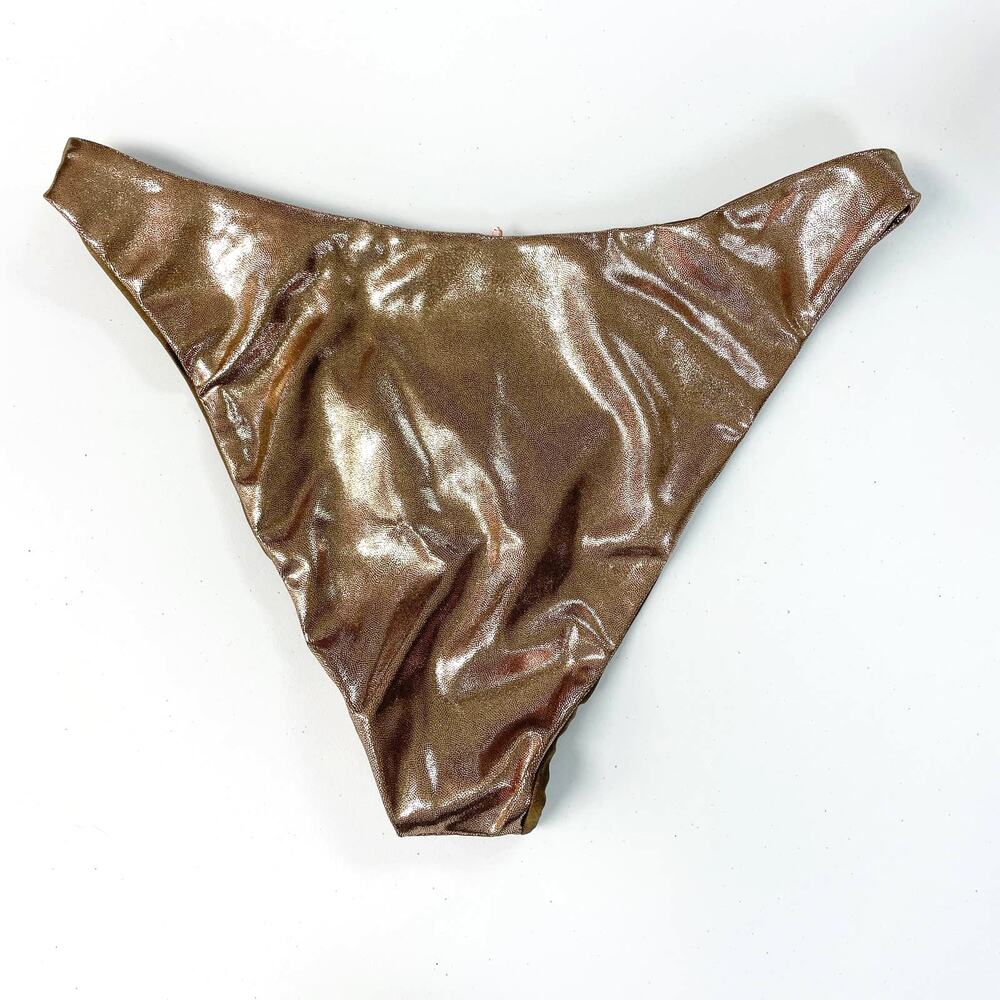 NEW Good American 3 Large‎ Better Bikini Swim Bottom Mocha Foil Moderate Cover - Picture 4 of 7